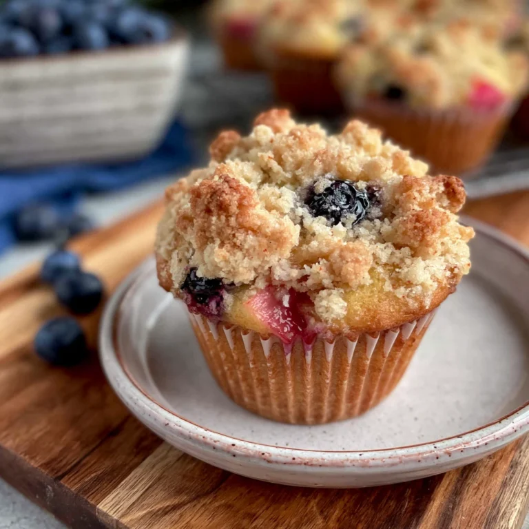 blueberry rhubarb muffins