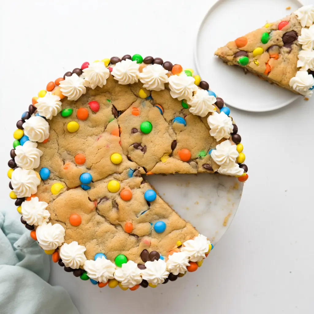 chewy M&M cookie cake