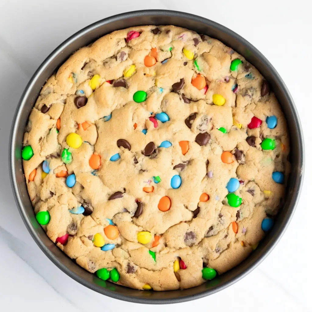chewy M&M cookie cake