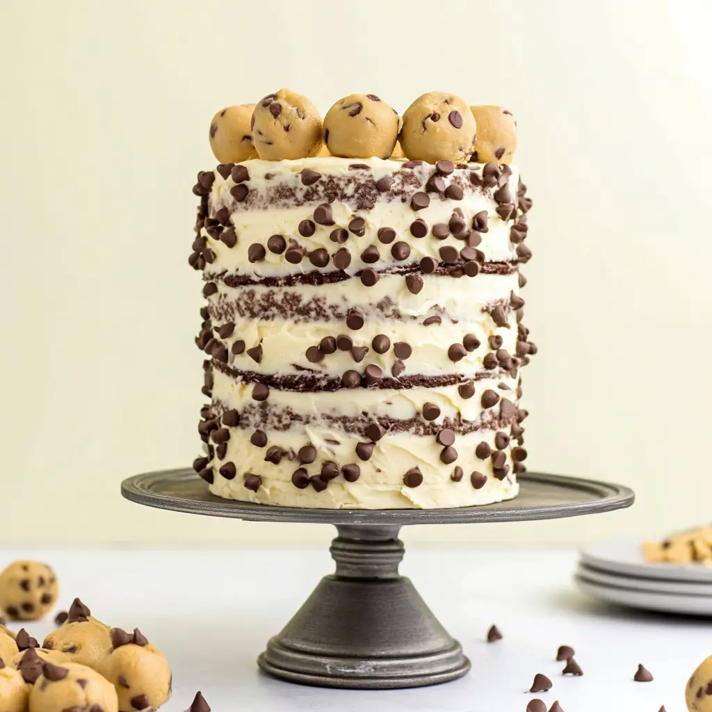 chocolate chip cookie dough layer cake
