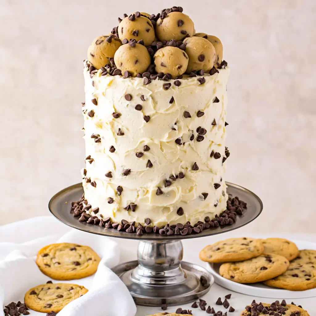 chocolate chip cookie dough layer cake