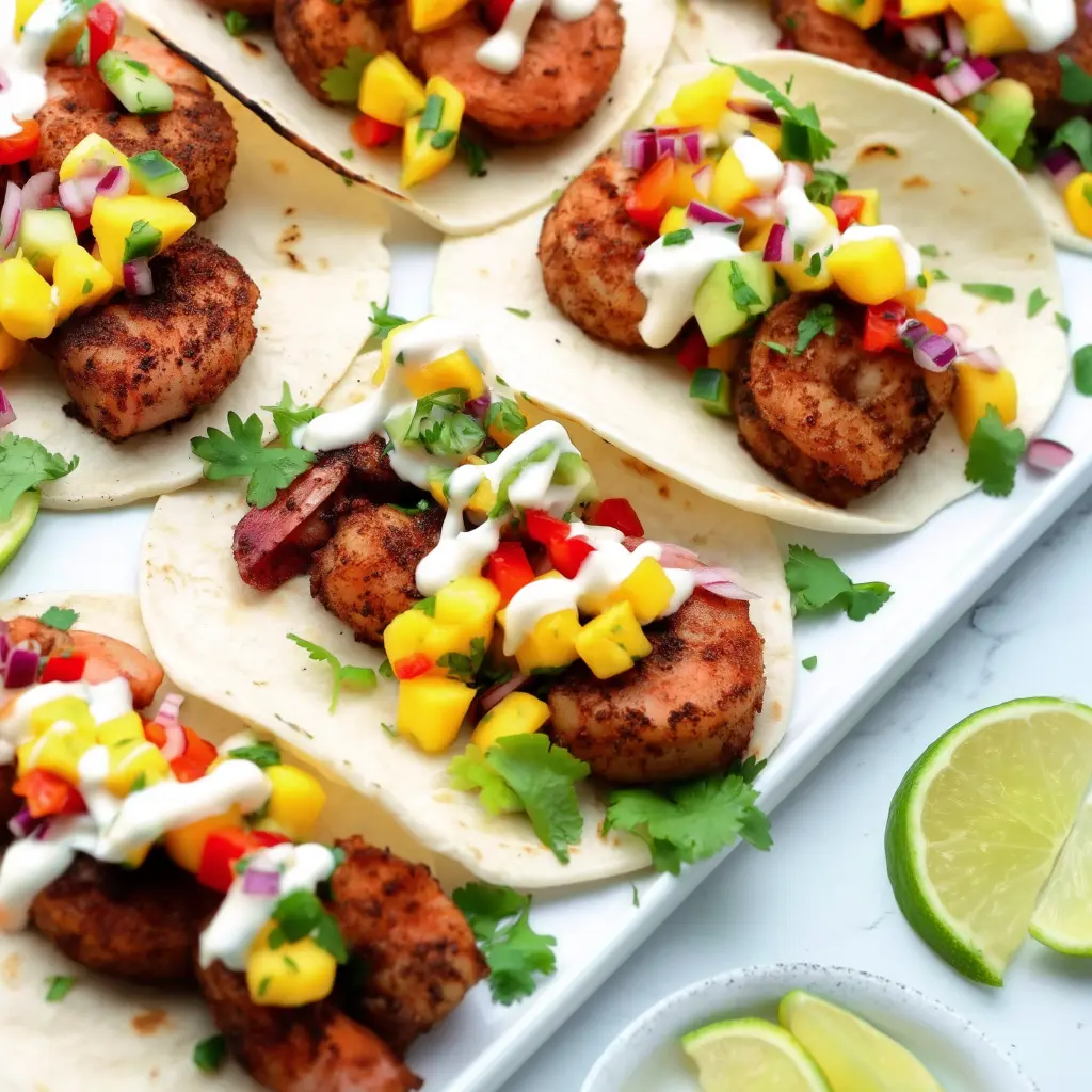 grilled shrimp tacos with mango salsa