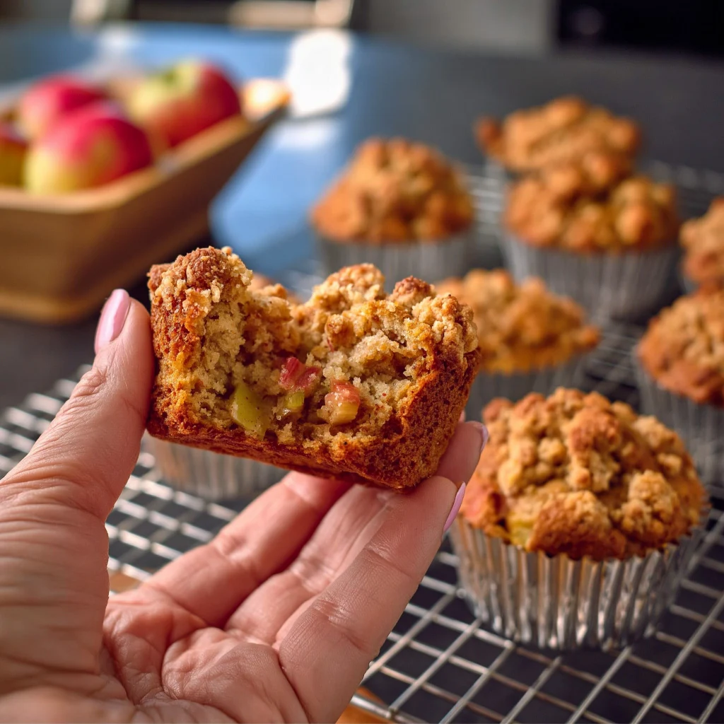 apple rhubarb muffins
