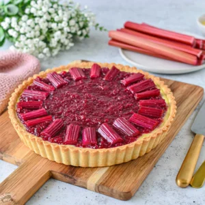 rhubarb tart with custard