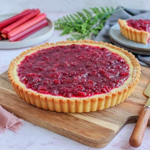rhubarb tart with custard