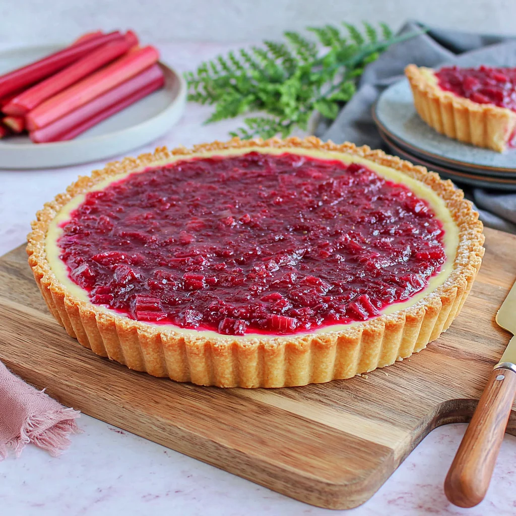 rhubarb tart with custard