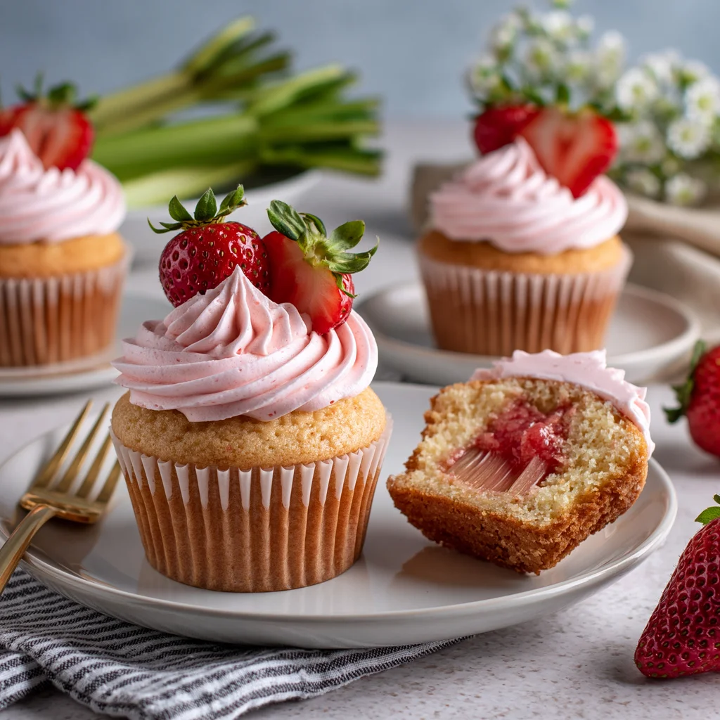 strawberry rhubarb cupcakes