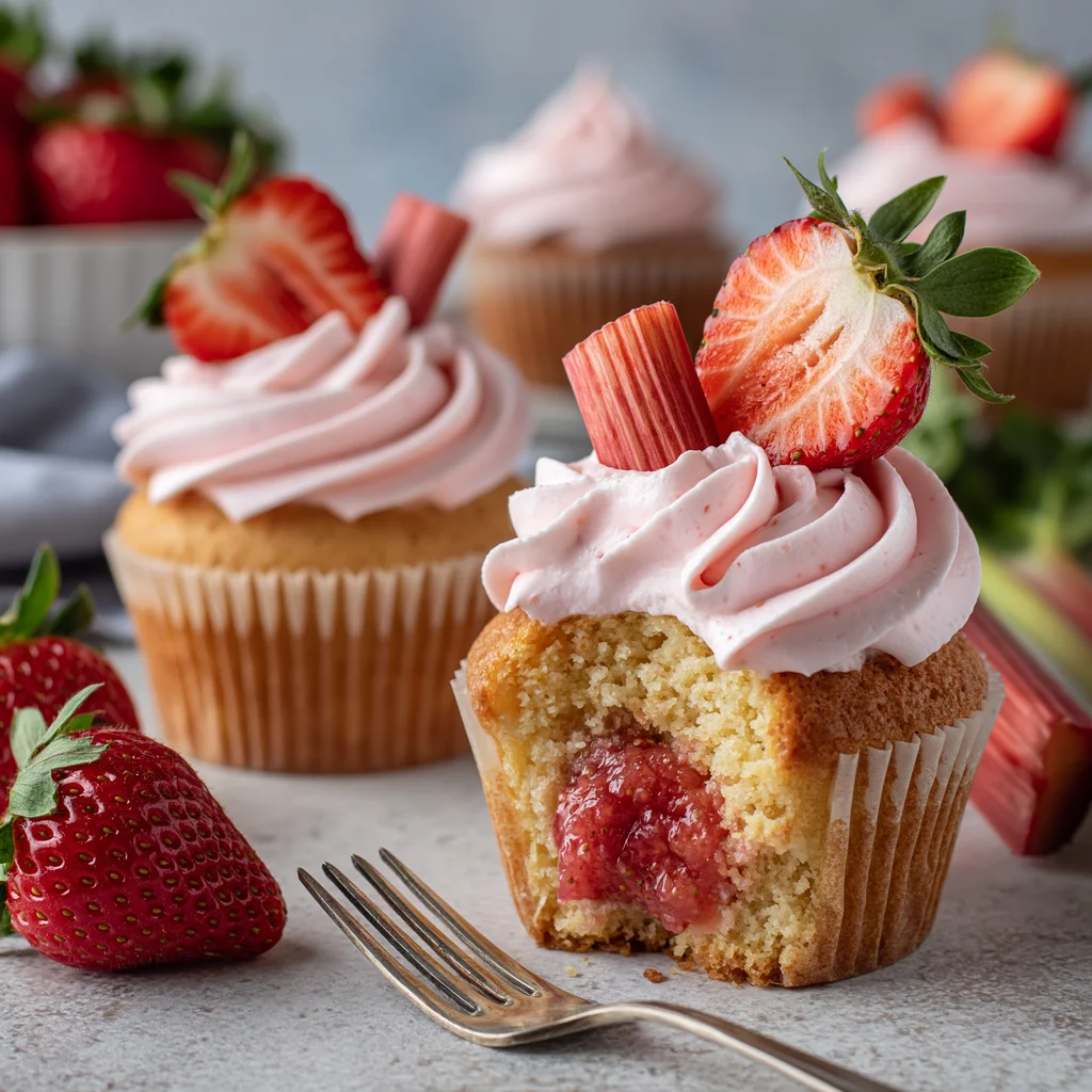 strawberry rhubarb cupcakes